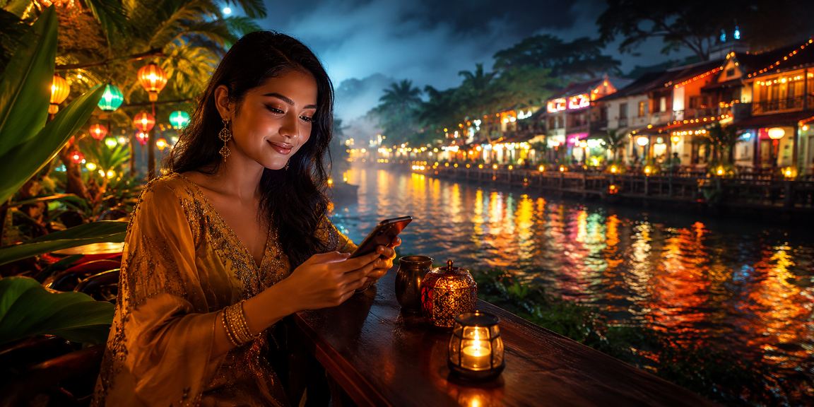 Pengguna Malaysia bermain kasino dalam talian menggunakan telefon bimbit di Melaka
